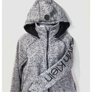 Calvin Klein Women's Gray Marled Hooded Performance Jacket large